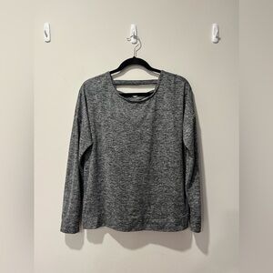 Gap Fit Active Brushed Tech Jersey Top Long Sleeve Heather Crossback